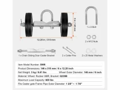 Kit de Portón Deslizante, SucceBuy Kit de Portón Deslizante 15,24 cm Robusto para Puerta 272 kg de Carga