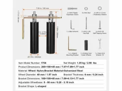 Kit de Portón Deslizante, SucceBuy Kit de Portón Deslizante, Herraje Rodante de 15,24 cm con Soporte en L