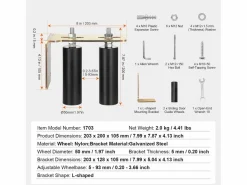 Sale Kit de Portón Deslizante, SucceBuy Kit de Portón Deslizante, Herraje Rodante de 15,24 cm con Soporte en L, Ajustable Portón