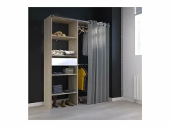 Online Kit vestidor ARTIC con cortina - roble - 1 columna + 2 armarios + 1 cajón - 143,5 x 48 x 181,9 cm Color natural claro