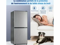 New DripeX 106L Silver+Negro Negra, con partición de vidrio y pies ajustables, 7 temperatura, -25 ~ 10 ℃, clase de eficiencia energética Plateado