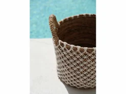New La Cesta de Macramé con Costura Cruzada - L Cesta