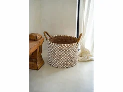 New La Cesta de Macramé con Costura Cruzada - L Cesta