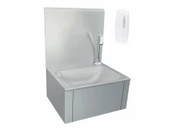 Clearance Lavabo de acero inoxidable con grifo y dispensador de jabón. Plateado