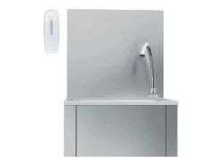 Clearance Lavabo de acero inoxidable con grifo y dispensador de jabón. Plateado
