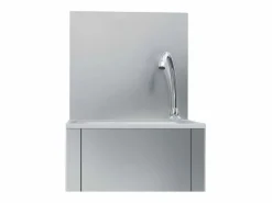 Clearance Lavabo de acero inoxidable con grifo y dispensador de jabón. Plateado