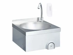 Outlet Lavabo de acero inoxidable con grifo y dispensador de jabón. Plateado
