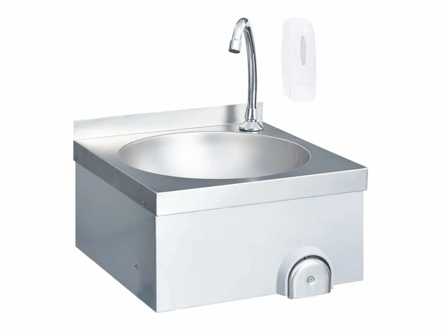 Outlet Lavabo de acero inoxidable con grifo y dispensador de jabón. Plateado