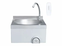 Outlet Lavabo de acero inoxidable con grifo y dispensador de jabón. Plateado