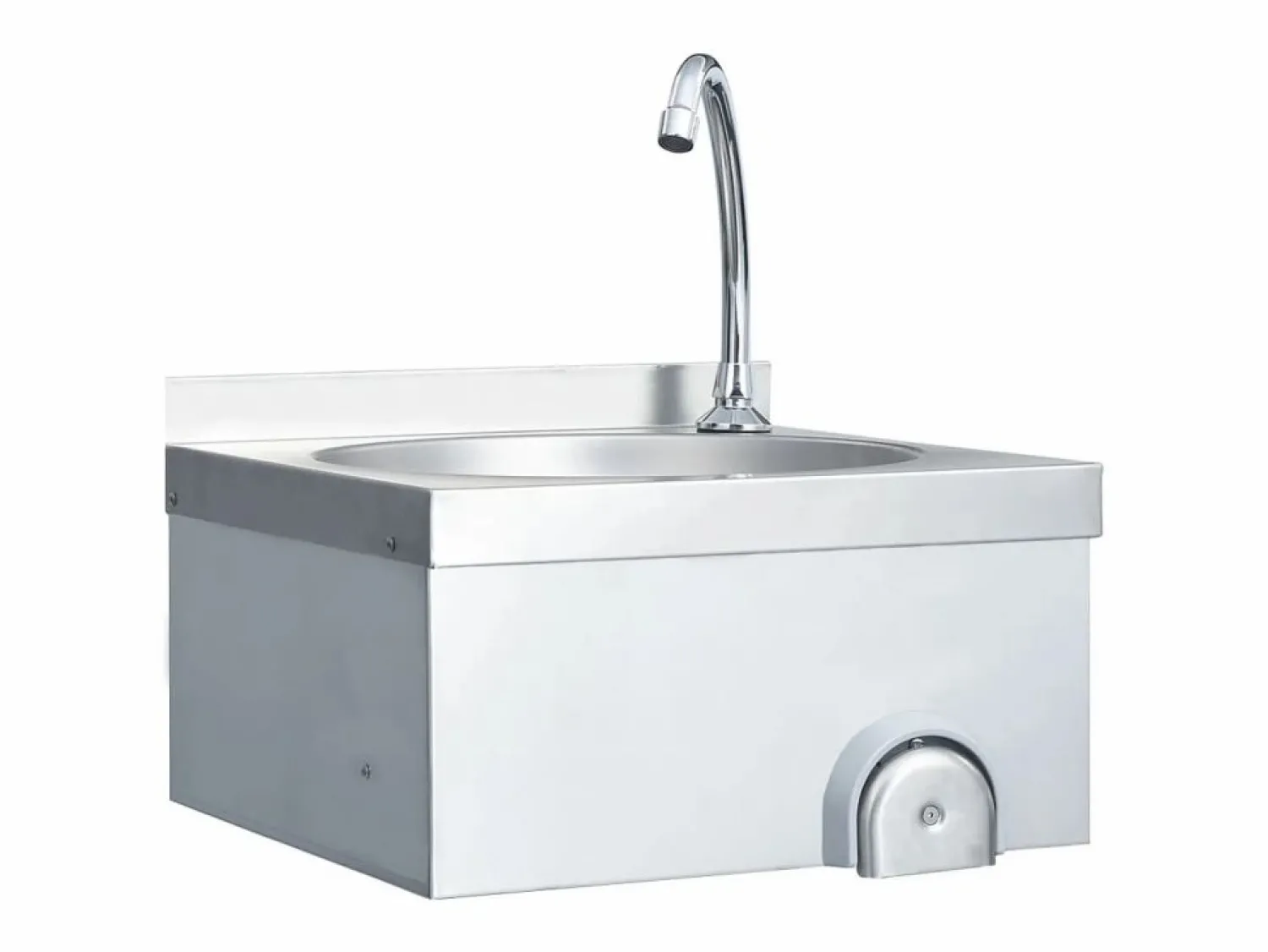 Outlet Lavabo de acero inoxidable con grifo y dispensador de jabón. Plateado