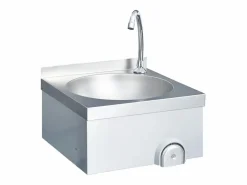 Outlet Lavabo de acero inoxidable con grifo y dispensador de jabón. Plateado