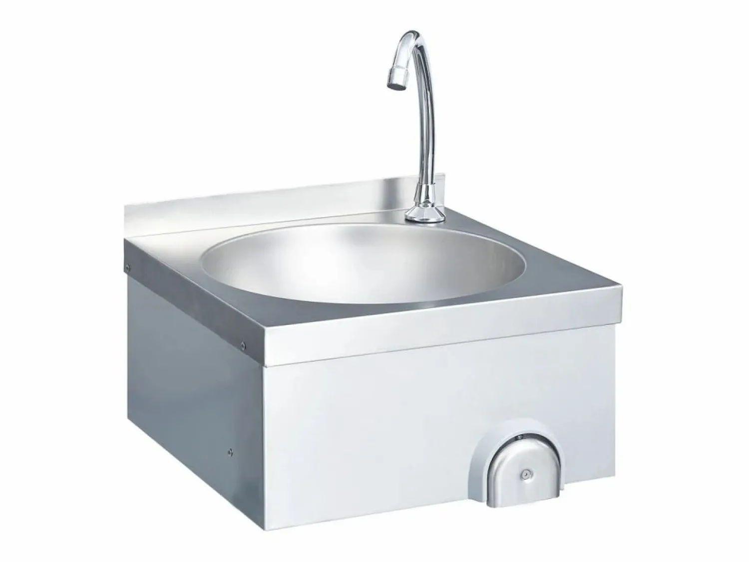 Outlet Lavabo de acero inoxidable con grifo y dispensador de jabón. Plateado