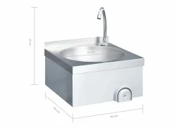 Outlet Lavabo de acero inoxidable con grifo y dispensador de jabón. Plateado