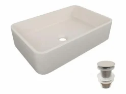 Lavabo de apoyo rectangular 50x32,5 cm + válvula SANDY