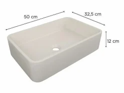 Lavabo de apoyo rectangular 50x32,5 cm + válvula SANDY