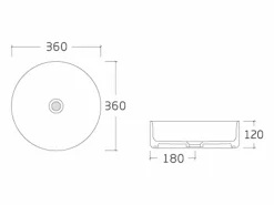 Best Shower & Design Lavabo de baño redondo, blanco brillante con borde dorado, 36 cm, LENISO Blanco / Dorado