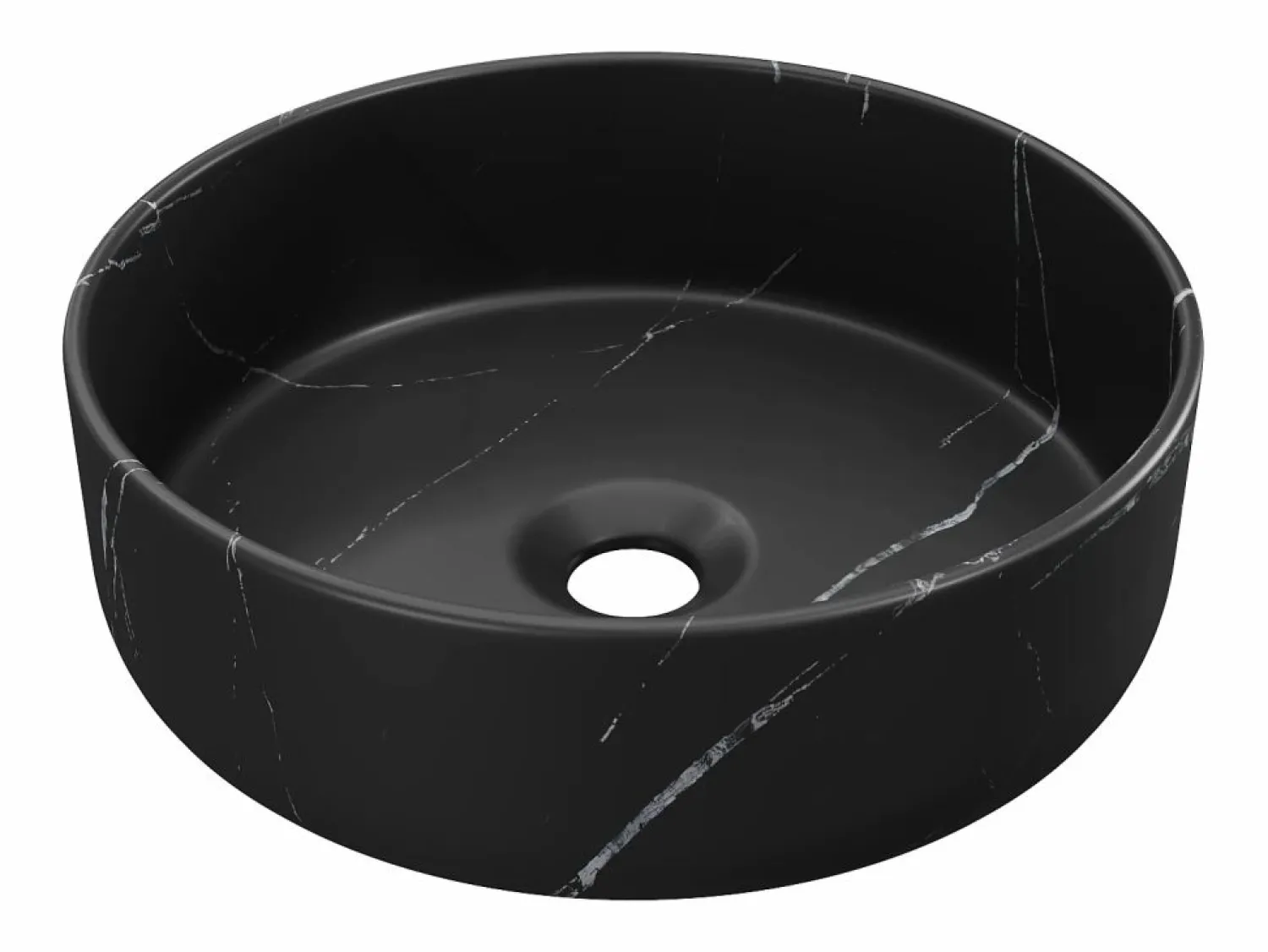 Shower & Design Lavabo de cerámica efecto mármol, L36 x A12 x P36 cm, VIAMARBA