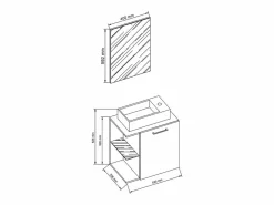 Lavabo de muebles de baño Hausa Roble de miel AL. 122 x AN. 52 x P. 34 cm Conjunto De Baño