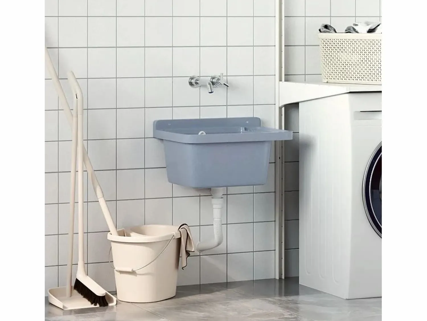Hot Lavabo de pared, , 50x35x24 cm, resina Gris