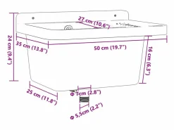 Hot Lavabo de pared, , 50x35x24 cm, resina Gris