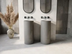 Shower & Design Lavabo de pie redondo de hormigón - D40 x Alt. 85 cm - PISONA