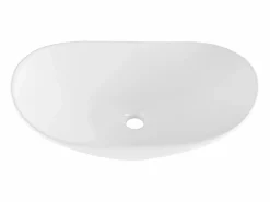 New Lavabo del Baño SucceBuy Fregadero de Cerámica Ovalado de 60 cm x 36 cm: , Moderno, Duradero y Elegante Blanco