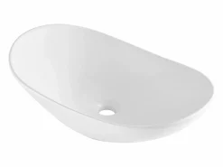 New Lavabo del Baño SucceBuy Fregadero de Cerámica Ovalado de 60 cm x 36 cm: , Moderno, Duradero y Elegante Blanco