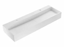 Online Lavabo doble suspendido de solid surface - Encimera lavabo blanca - 120 cm - YAMDROK Lavabo