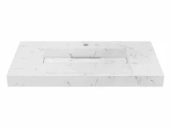 Clearance Lavabo flotante de solid surface blanca - 90 cm - TAKOTNA Lavabo