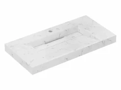 Clearance Lavabo flotante de solid surface blanca - 90 cm - TAKOTNA Lavabo