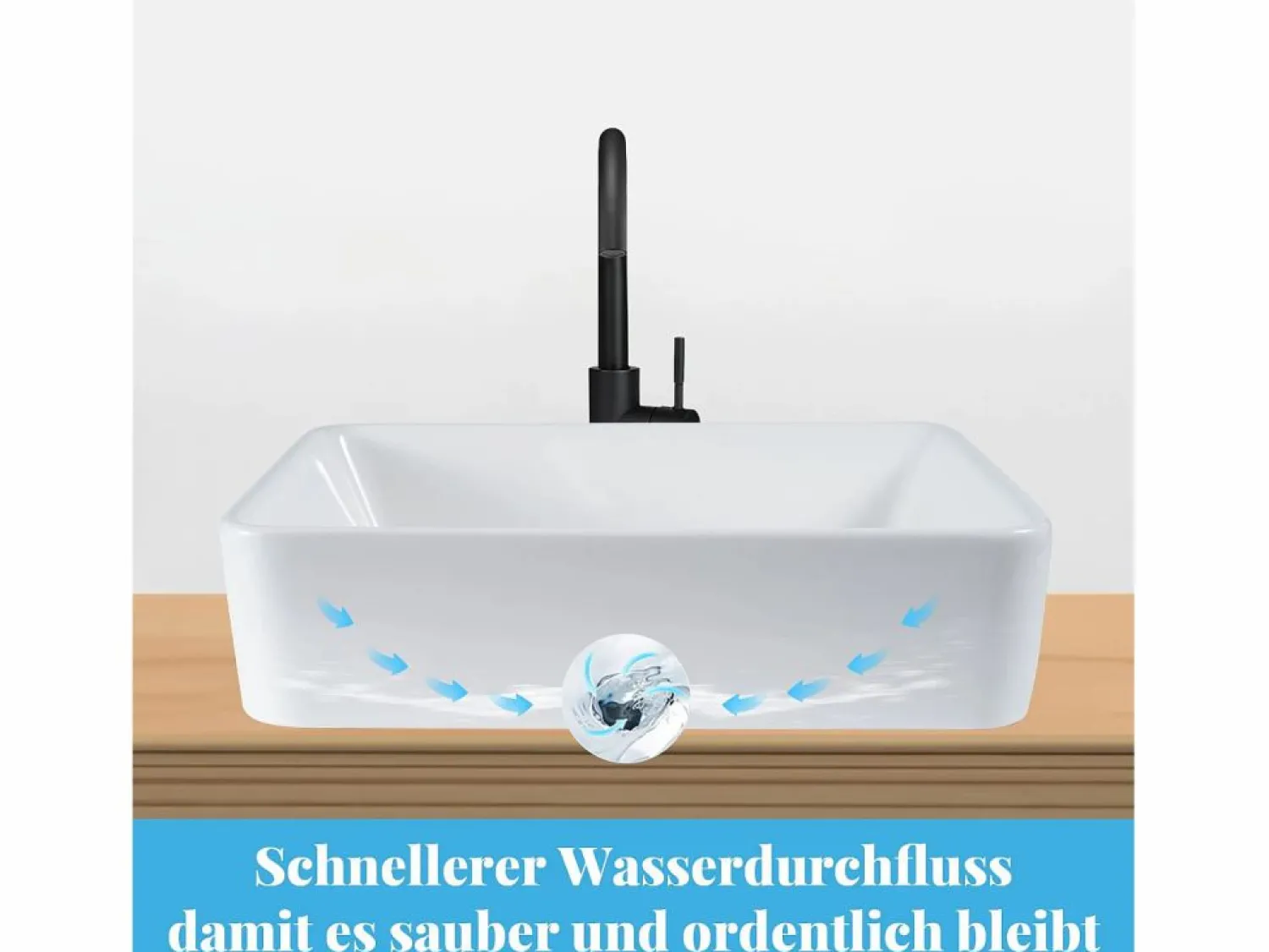 New NETTLIFE Lavabo lavabo de baño sobre encimera de cerámica - lavabo de baño cuadrado sobre encimera Blanco