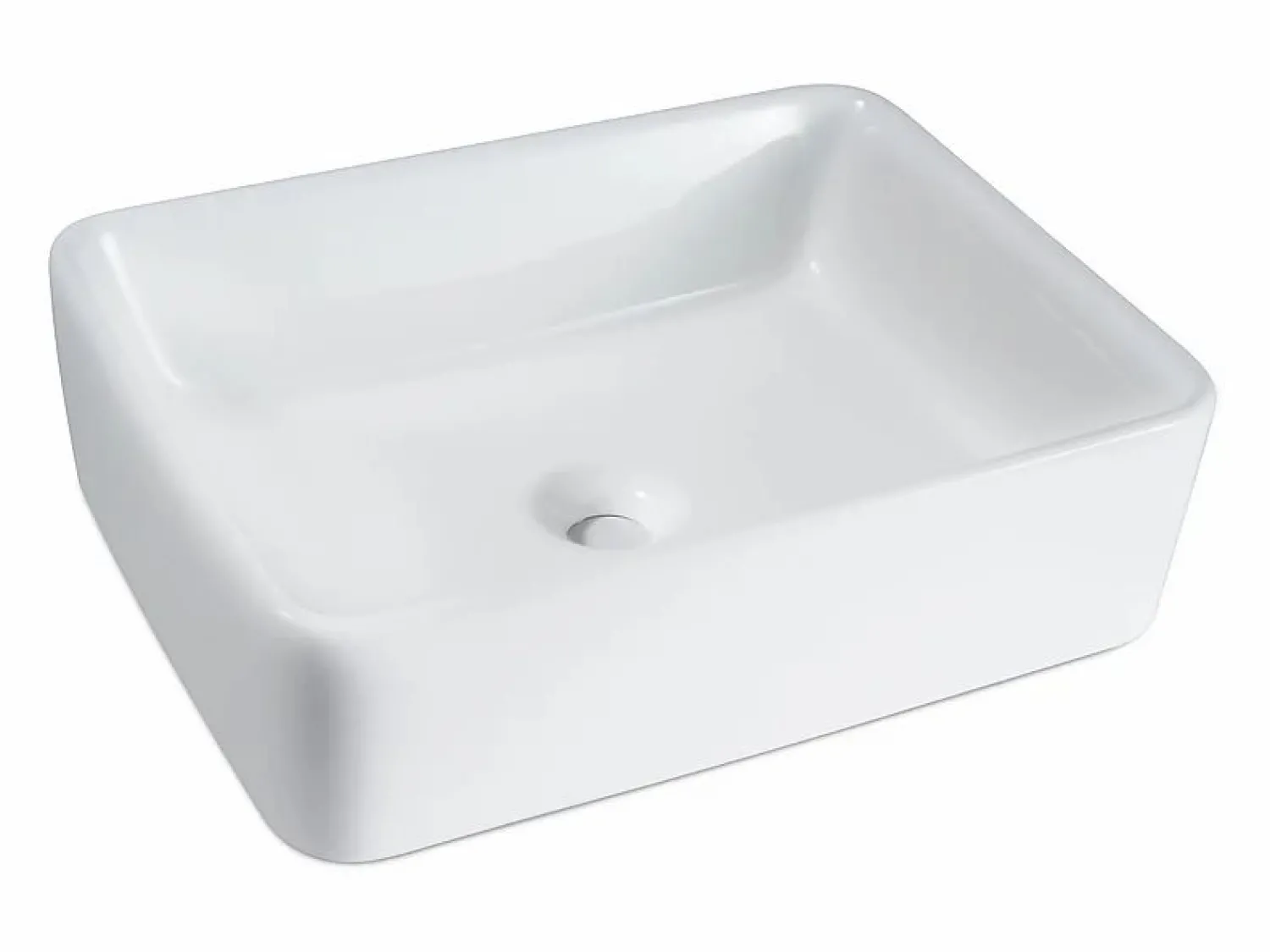 New NETTLIFE Lavabo lavabo de baño sobre encimera de cerámica - lavabo de baño cuadrado sobre encimera Blanco