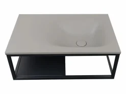 Hot Shower & Design Lavabo rectangular de hormigón - Gris - L61 x Alt. 39 cm - TICINO Negro / Gris