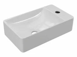Shower & Design Lavabo rectangular flotante de cerámica blanca, Ancho 38 x Alt. 10 x Prof. 22 cm, ERAVAL