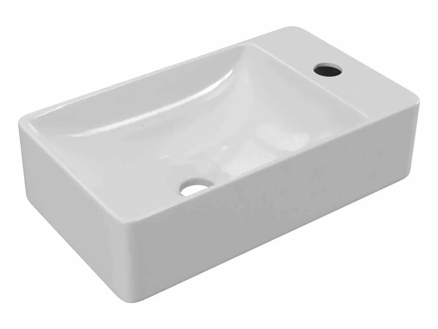 Shower & Design Lavabo rectangular flotante de cerámica blanca, Ancho 38 x Alt. 10 x Prof. 22 cm, ERAVAL