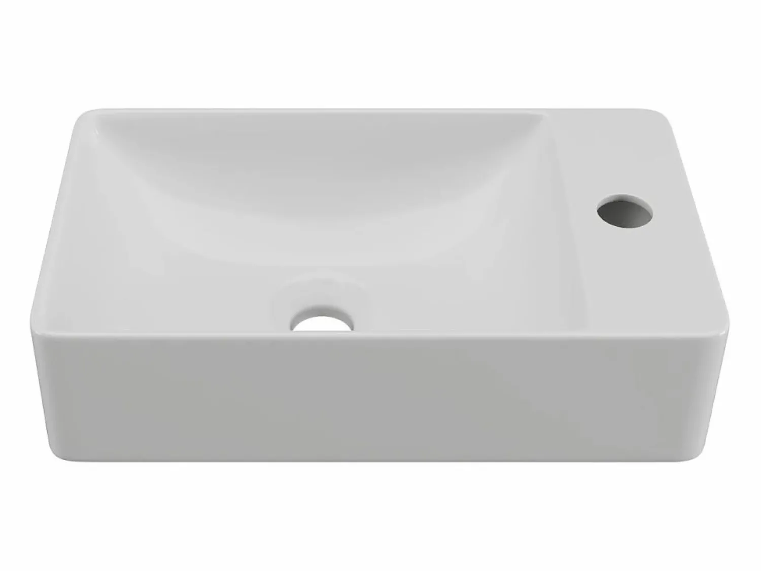 Shower & Design Lavabo rectangular flotante de cerámica blanca, Ancho 38 x Alt. 10 x Prof. 22 cm, ERAVAL