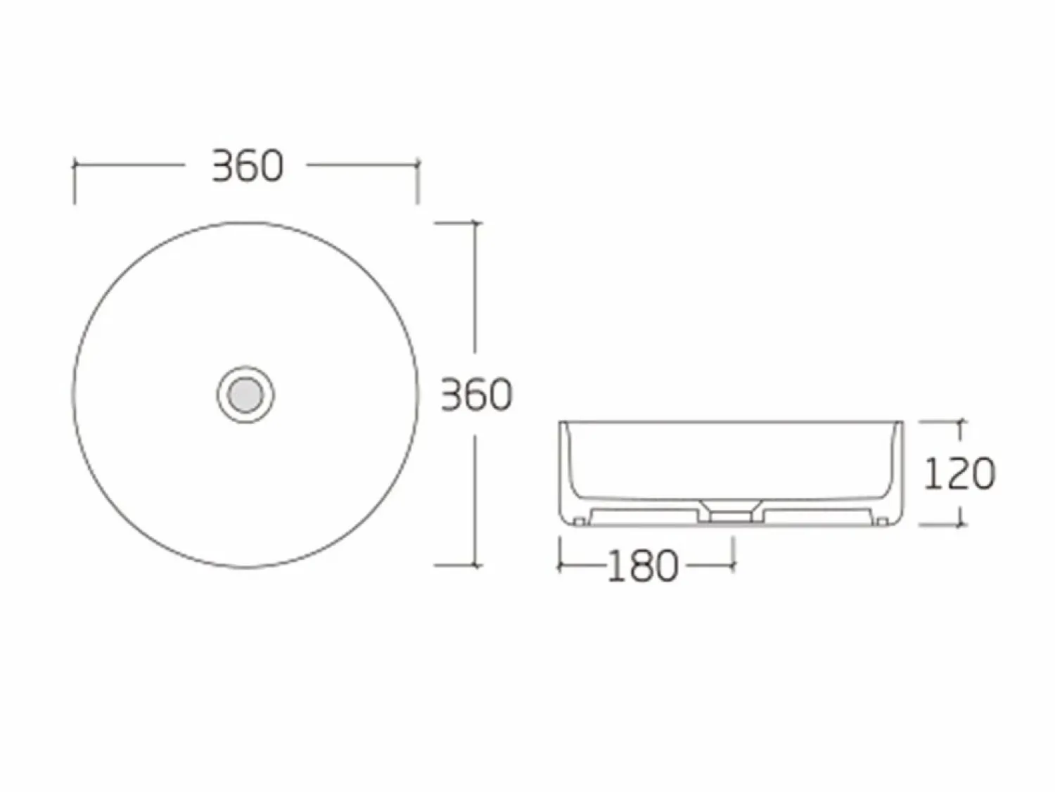 Best Shower & Design Lavabo redondo de cerámica blanca estriada, Ancho 36 x Alt. 12 x Prof. 36 cm, PEDARA Blanco