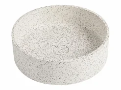 Shower & Design Lavabo redondo de terrazo blanco, D39 x Alt. 12 cm, DUKAT