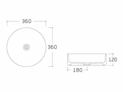 Hot Lavabo redondo para baño, brillante, 36 cm, LENISO Lavabo