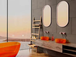 Shower & Design Lavabo redondo translúcido de resina - 40 cm - - SPAVO