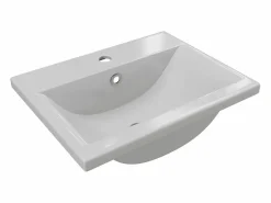 Shower & Design Lavabo semiempotrado de cerámica blanca - - Ancho 51 cm - YASMAC II