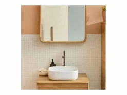 Clearance Lavabo sobre encimera cuadrado DIANE de 37 cm en cerámica efecto mármol Blanco