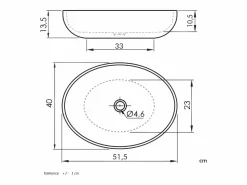 New Lavabo sobre encimera ovalado de cerámica PARMA 51.5 x 40 cm Lavabo