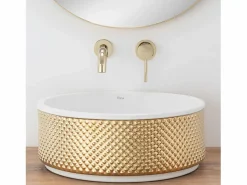Clearance Rea Lavabo Sobre Encimera Helen White Gold Blanco