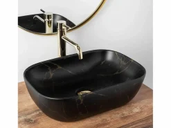 New Rea Lavabo Sobre Encimera Belinda Marble Matt Black Negro