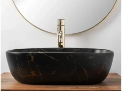 New Rea Lavabo Sobre Encimera Belinda Marble Matt Black Negro