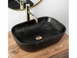 New Rea Lavabo Sobre Encimera Belinda Marble Matt Black Negro
