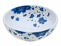 Best Lavabo sobre encimera redondo cerámica y azul Φ41x14 cm ES329978 Lavabo