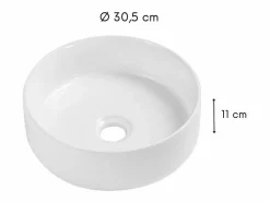 Lavabo sobre encimera redondo de cerámica blanca MII de 30 cm Lavabo
