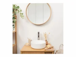 Lavabo sobre encimera redondo de cerámica blanca MII de 30 cm Lavabo